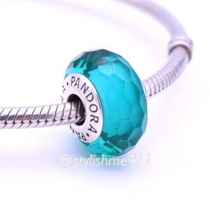 Authentic PANDORA Teal Fascinating Faceted Murano Glass Charm - 791606